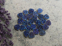 Load image into Gallery viewer, Titanium Druzy Agate Trillion Cabochons (Dark Blue / Purple) - 7mm