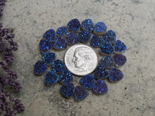 Load image into Gallery viewer, Titanium Druzy Agate Trillion Cabochons (Dark Blue / Purple) - 7mm
