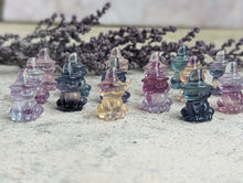 Load image into Gallery viewer, Fluorite Mini Carving - Cat with Witch Hat