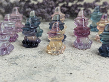 Load image into Gallery viewer, Fluorite Mini Carving - Cat with Witch Hat