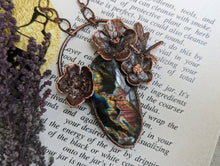 Load image into Gallery viewer, Handmade Buttercup and Spectrolite Copper Pendant - Made from Real Flowers