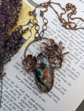 Load image into Gallery viewer, Handmade Buttercup and Spectrolite Copper Pendant - Made from Real Flowers
