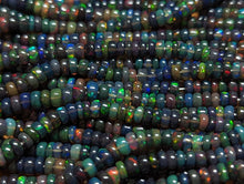 Load image into Gallery viewer, Black Ethiopian Welo Opal Rondelle Beads