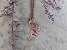 Load image into Gallery viewer, Handmade Black Spinel and Copper Butterfly Wing Pendant