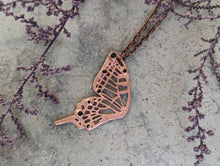 Load image into Gallery viewer, Handmade Black Spinel and Copper Butterfly Wing Pendant