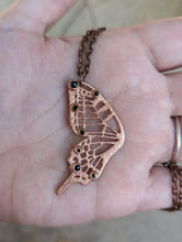 Load image into Gallery viewer, Handmade Black Spinel and Copper Butterfly Wing Pendant