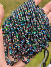 Load image into Gallery viewer, Black Ethiopian Welo Opal Rondelle Beads