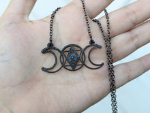 Load image into Gallery viewer, Handmade Moonstone Triple Moon Goddess Pendant