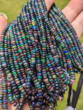Load image into Gallery viewer, Black Ethiopian Welo Opal Rondelle Beads