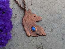 Load image into Gallery viewer, Handmade Ethiopian Welo Opal Wolf Silhouette Pendant