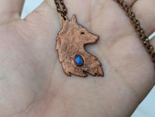 Load image into Gallery viewer, Handmade Ethiopian Welo Opal Wolf Silhouette Pendant