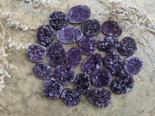 Load image into Gallery viewer, Amethyst Druzy Cabochons - Dark Purple