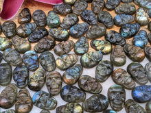 Load image into Gallery viewer, Labradorite Carved Skull Cabochons