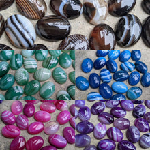 Load image into Gallery viewer, Banded Onyx Dark Blue Teardrop Cabochons - 10x14
