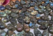 Load image into Gallery viewer, Labradorite Carved Skull Cabochons