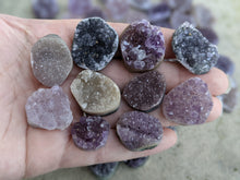 Load image into Gallery viewer, Amethyst and Quartz Druzy Freeform Cabochons