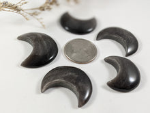 Load image into Gallery viewer, Silver Sheen Obsidian Crescent Moons