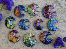 Load image into Gallery viewer, Aura Obsidian Knapped Crescent Moons