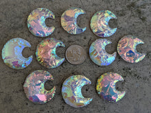 Load image into Gallery viewer, Aura Opalite Knapped Crescent Moons