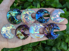 Load image into Gallery viewer, Aura Opalite Knapped Crescent Moons