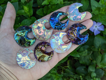 Load image into Gallery viewer, Aura Opalite Knapped Crescent Moons