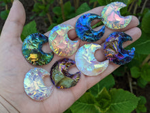 Load image into Gallery viewer, Aura Obsidian Knapped Crescent Moons