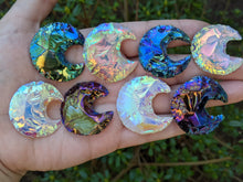 Load image into Gallery viewer, Aura Obsidian Knapped Crescent Moons