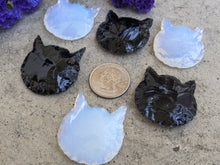 Load image into Gallery viewer, Opalite and Obsidian Knapped Cat Heads