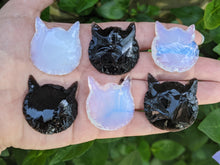 Load image into Gallery viewer, Opalite and Obsidian Knapped Cat Heads