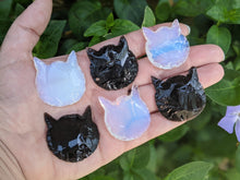 Load image into Gallery viewer, Opalite and Obsidian Knapped Cat Heads