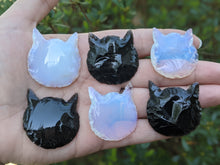 Load image into Gallery viewer, Opalite and Obsidian Knapped Cat Heads