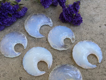 Load image into Gallery viewer, Opalite Knapped Crescent Moons