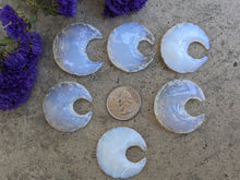 Load image into Gallery viewer, Opalite Knapped Crescent Moons