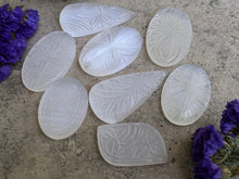 Load image into Gallery viewer, Selenite Satin Spar Carved Cabochons
