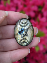Load image into Gallery viewer, Labradorite Carved Triple Moon Pentacle Cabochons