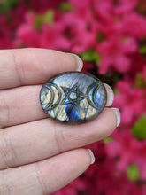 Load image into Gallery viewer, Labradorite Carved Triple Moon Pentacle Cabochons