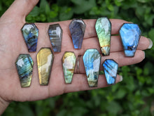 Load image into Gallery viewer, Labradorite Coffin Cabochons (Drilled)