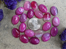 Load image into Gallery viewer, Banded Onyx Dark Pink Oval Cabochons - 13x18mm