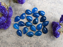 Load image into Gallery viewer, Banded Onyx Dark Blue Teardrop Cabochons - 10x14