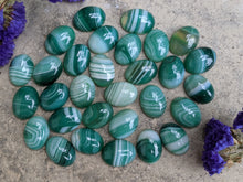 Load image into Gallery viewer, Banded Onyx Green Oval Cabochons - 15x20mm