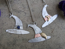 Load image into Gallery viewer, Handmade Silver Witch Hat Pendant - Autumn