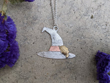 Load image into Gallery viewer, Handmade Silver Witch Hat Pendant - Autumn