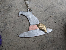 Load image into Gallery viewer, Handmade Silver Witch Hat Pendant - Autumn