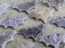 Load image into Gallery viewer, Amethyst and Quartz Druzy Bat Cabochons
