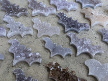 Load image into Gallery viewer, Amethyst and Quartz Druzy Bat Cabochons