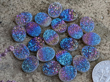 Load image into Gallery viewer, Titanium Druzy Agate Rainbow Oval Cabochons - 8x10mm