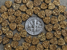 Load image into Gallery viewer, Titanium Druzy Agate Gold Trillion Cabochons - 7mm