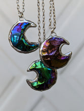 Load image into Gallery viewer, Handmade Aura Obsidian Moon Pendant