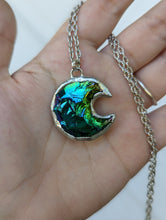 Load image into Gallery viewer, Handmade Aura Obsidian Moon Pendant