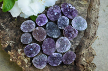 Load image into Gallery viewer, Amethyst and Quartz Druzy Freeform Cabochons
